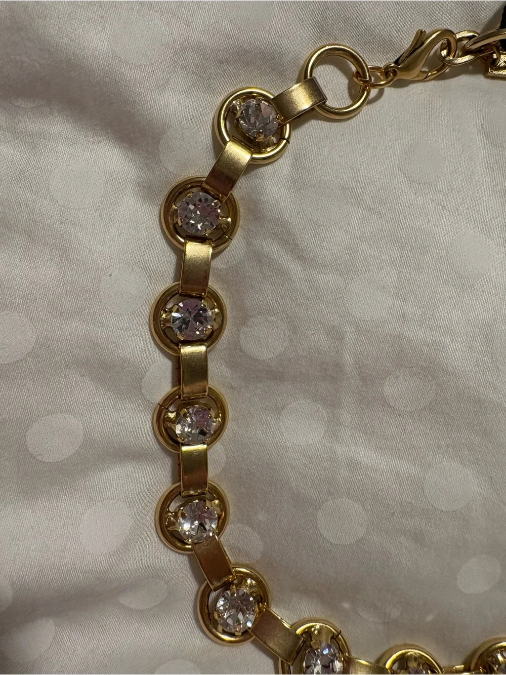 TOVA Link Necklace In Antique Gold Clear NWT